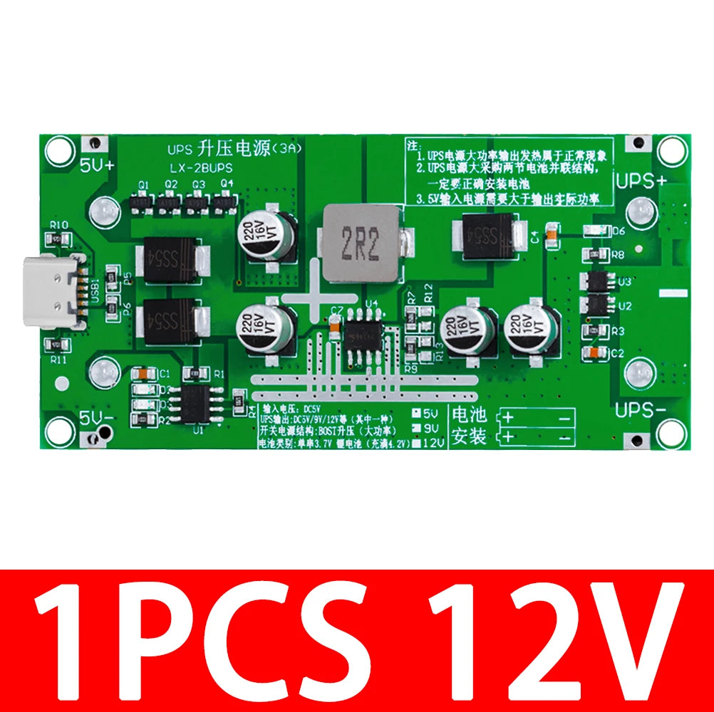 Type-C 15W 3A 18650 Lithium Battery Charger Module DC-DC Step Up Booster Fast Charge UPS Power Supply / Converter 5V 9V 12V