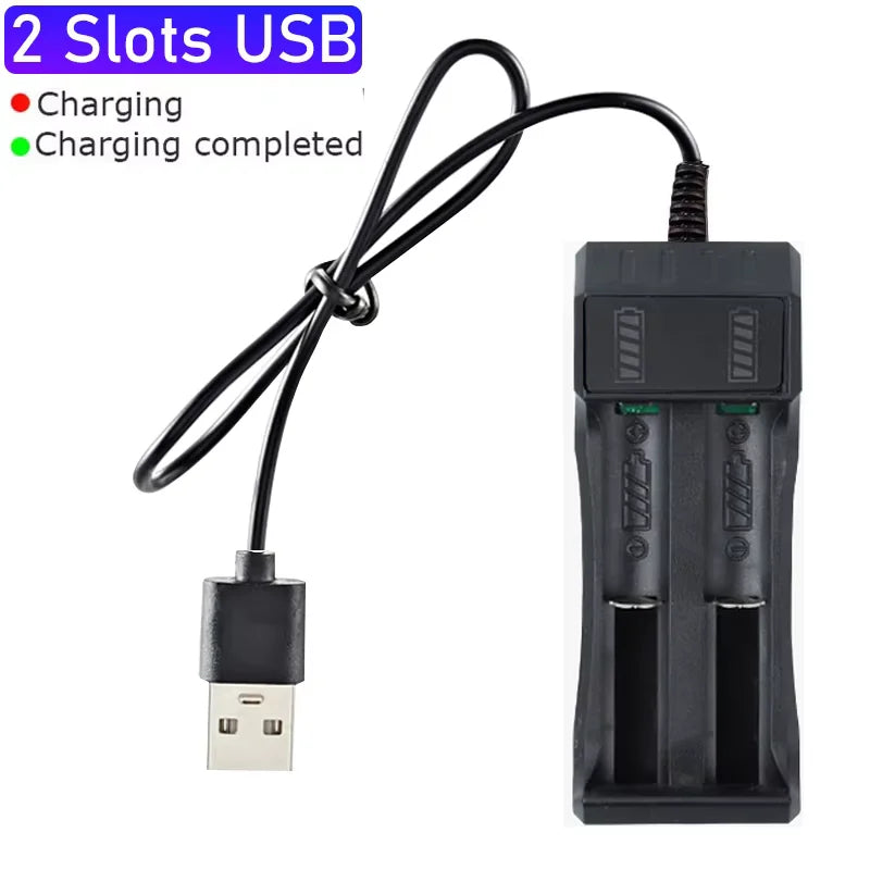 18650 Battery Charger 1-4 Slots Dual 18650 Charging 3.7V Rechargeable Lithium Battery USB Charger For 16340 14500 18650 26650