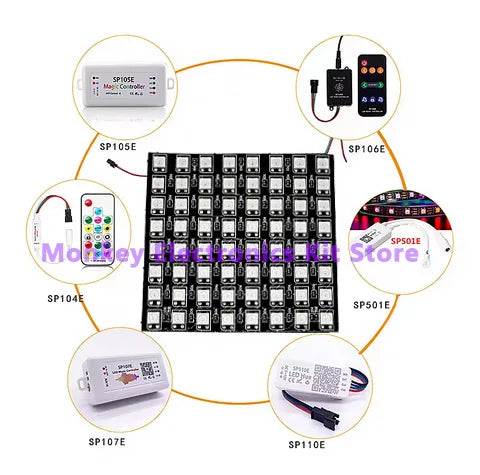 1PCS 8x8 WS2812 LED 5050 RGB 64 Bit LED Matrix Module