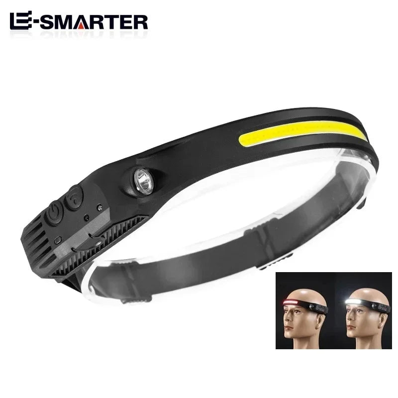 6 Modes LED Induction Headlamp COB Sensor Head Lamp Rechargeable Built-in Battery Flashlight Outdoor Work Lighting Headlights