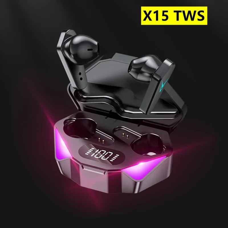 X15 TWS Gaming Earbuds Wireless Bluetooth 5.0 Earphones with Mic Bass Boosted 9D Stereo Sound Positioning HiFi Music Headset