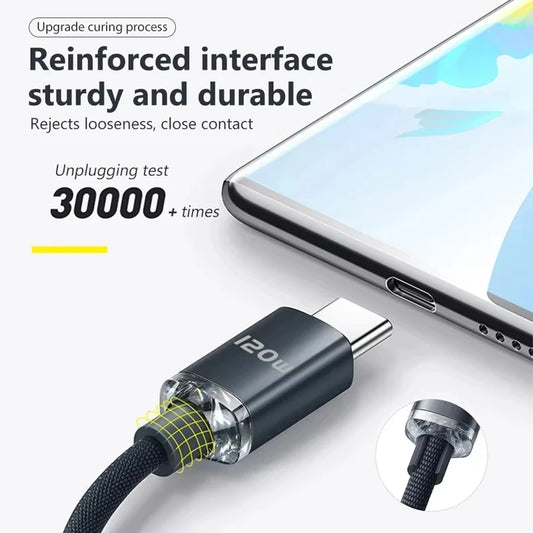 NNBILI 120W USB C Cable Super PD Fast Charger Type C To C Cable For iPhone 15 16 Samsung Xiaomi Huawei Fast Charging Data Cord