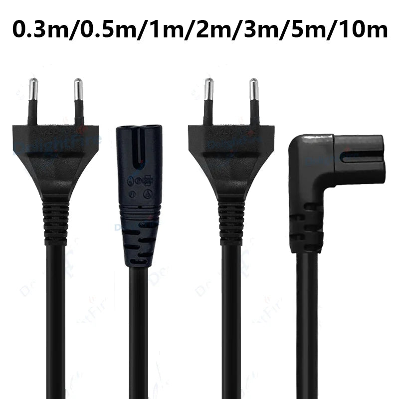 0.3-10m EU Extension Cord C7 Power Cable Figure 8 Euro Plug AC Cable For Samsung LG Sony TV Samsung Monitor Power Supply PS2 3