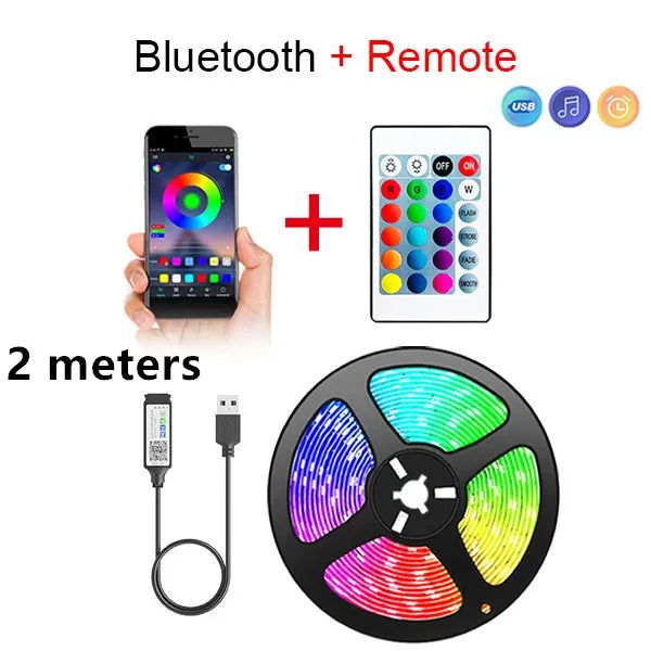 1/3/5M LED Strip Lights for TV ,Bluetooth USB TV Backlight Kit with Remote,5050SMD 5V RGB LED Lamp Tape for Home Decor Lighting