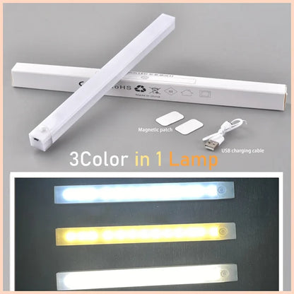 USB Type C Rechargeable Motion Sensor LED Bar Light Induction Night Light Portable for Kitchen Bedside Wardrobe Closet Aisle