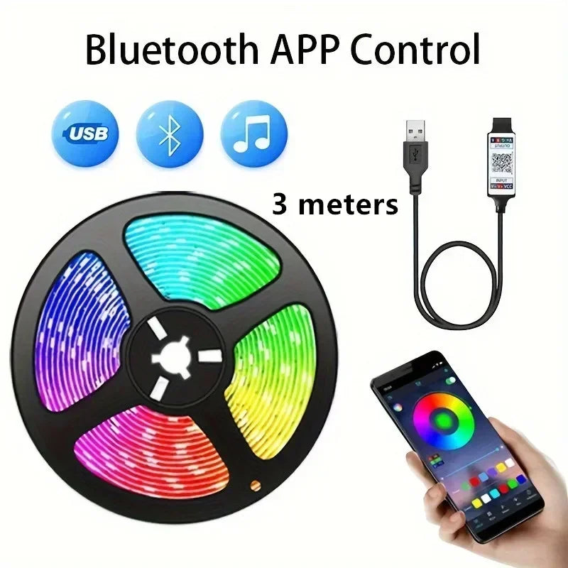 1/3/5M LED Strip Lights for TV ,Bluetooth USB TV Backlight Kit with Remote,5050SMD 5V RGB LED Lamp Tape for Home Decor Lighting