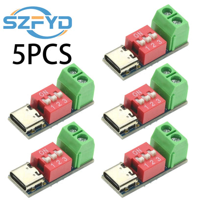 1-20pcs PD Fast Charging Test Board 5-20V Adjustable PD Trigger Module USB Type-C 100W Power Supply Tester
