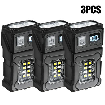 Mini Portable Flashlight 1500Lumens Super Bright LED Torch USB Rechargeable Multifunctional Camping Emergency Lantern
