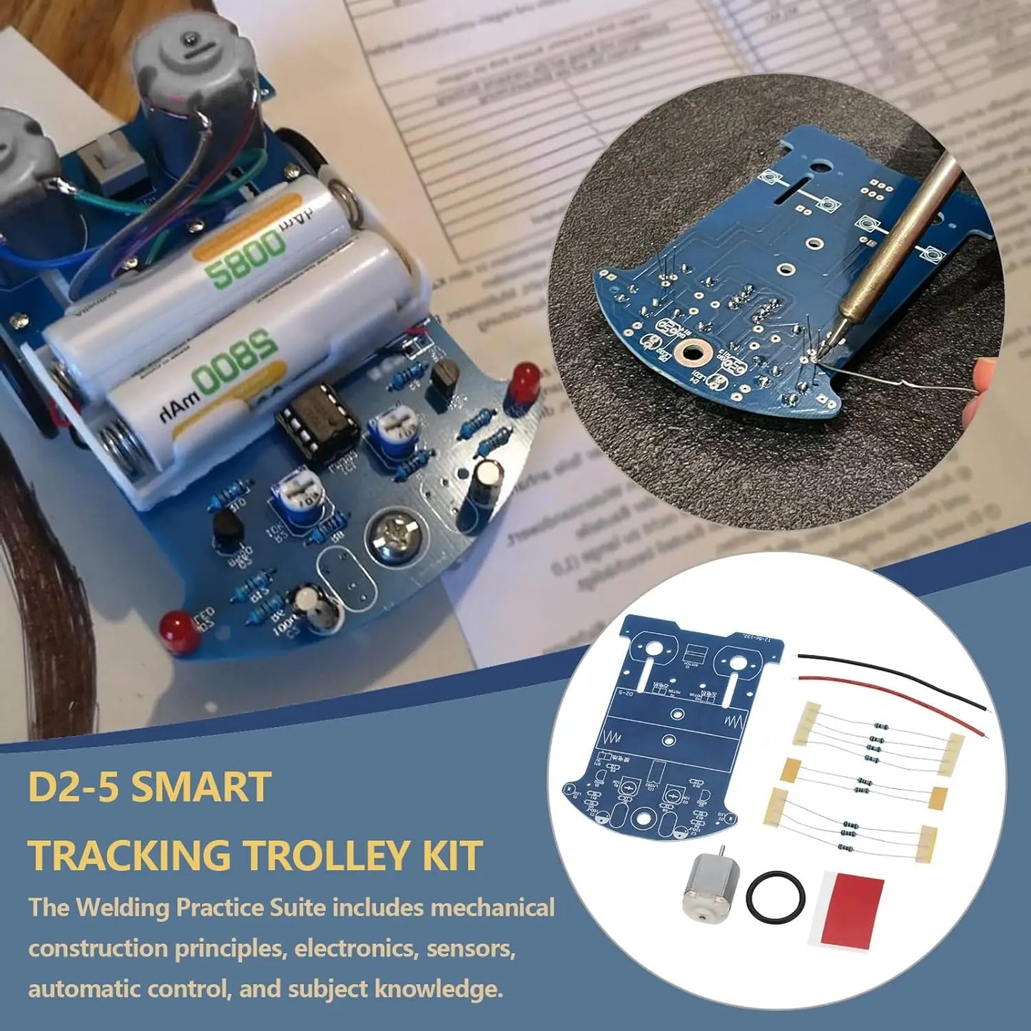 Electronic DIY Kit D2-5 Intelligent Tracking Line Car Tt Motor Assembly Smart Patrol Automobile Parts New 2025 for Arrival High