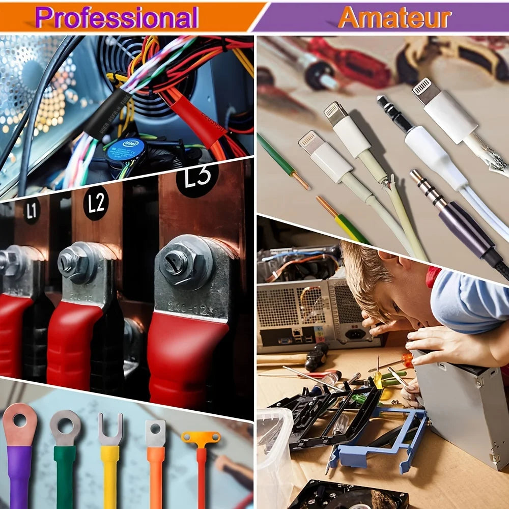 127PCS Black Red Heat Shrink Tubing 2:1 Assortment Polyolefin Tube Car Cable Sleeving Wrap Wire Kit