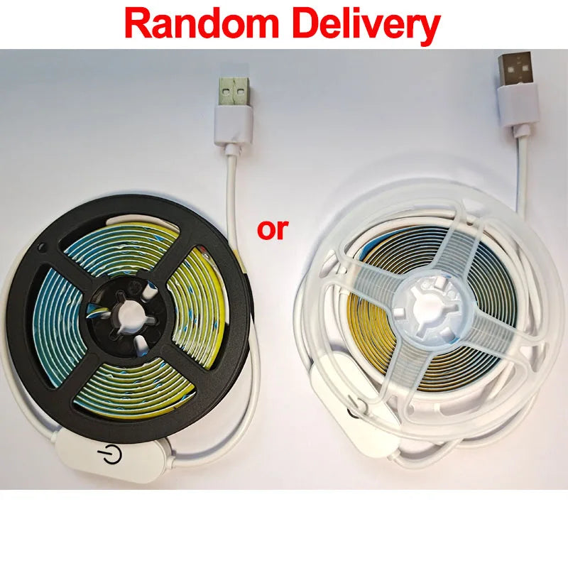 Touch LED Strip COB Lights 5V USB Dimmable 320 LEDs/m Flexible Diode Linear Lamp Tape for Room Backlight Room Wall Decorations