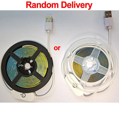 Touch LED Strip COB Lights 5V USB Dimmable 320 LEDs/m Flexible Diode Linear Lamp Tape for Room Backlight Room Wall Decorations