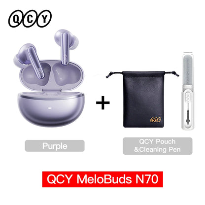QCY MeloBuds N70 Adaptive ANC Wireless Earbuds Bluetooth 6.0 LDAC Hi-Res Audio 6 Mics Wireless Charging Earphones 50Hrs IPX5