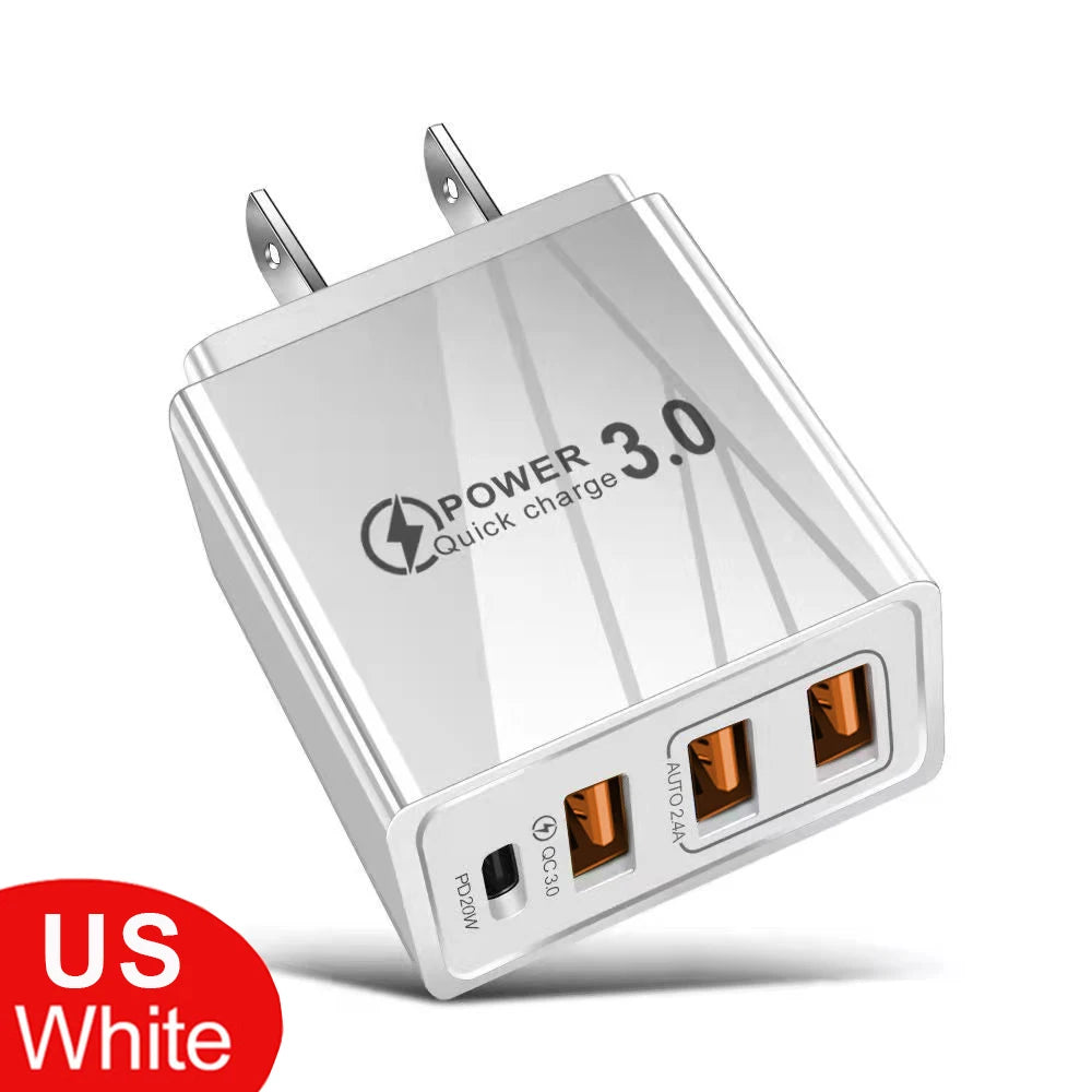Total 20W Multi Port Wall Charger USB PD Adapter For Xiaomi iPhone 13 12 for Samsung Mobile Phone Plug Charging