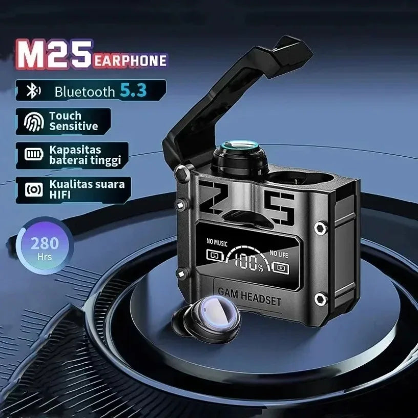 M25 Wireless Noise Reduction HQ High Quality TWS Earphone M25 In-ear Type-C LED Display Recharge Earphone Headphone