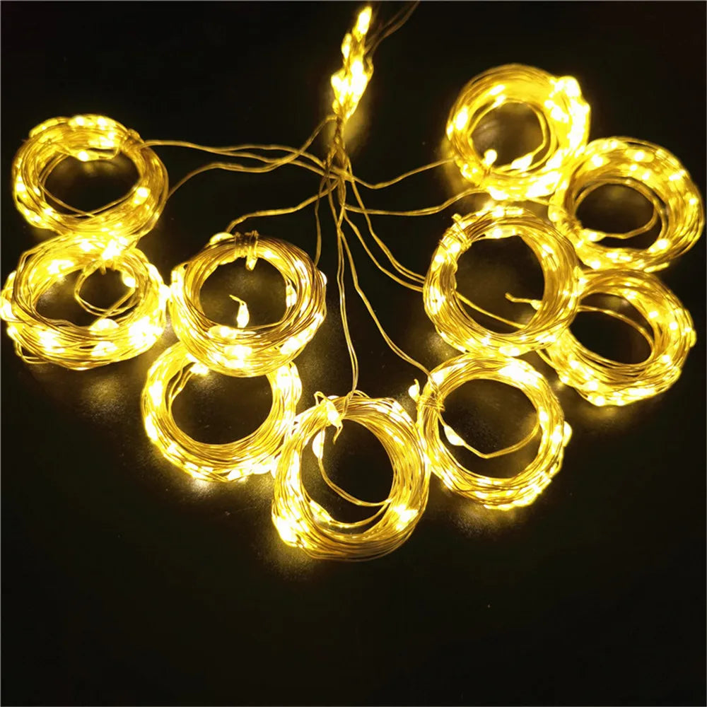 USB Curtain String Lights 8 Modes Fairy Light Christmas Halloween Garland Holiday Led Light Wedding Party Home Bedroom Decor