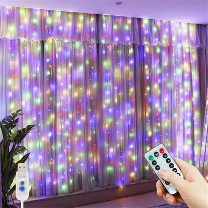 USB Curtain String Lights 8 Modes Fairy Light Christmas Halloween Garland Holiday Led Light Wedding Party Home Bedroom Decor