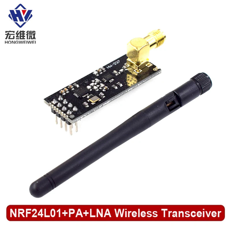 NRF24L01+PA+LNA Wireless Transceiver RF Transceiver Module 2.4G 1100m with Antenna and NRF24L01+ Breakout Adapter with 3.3V