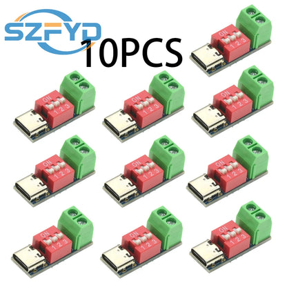 1-20pcs PD Fast Charging Test Board 5-20V Adjustable PD Trigger Module USB Type-C 100W Power Supply Tester