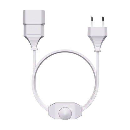 1/2-pack European LED switching power cord socket, 2-pin flat EU plug, silent LED dimmer, total length 2M, black and white