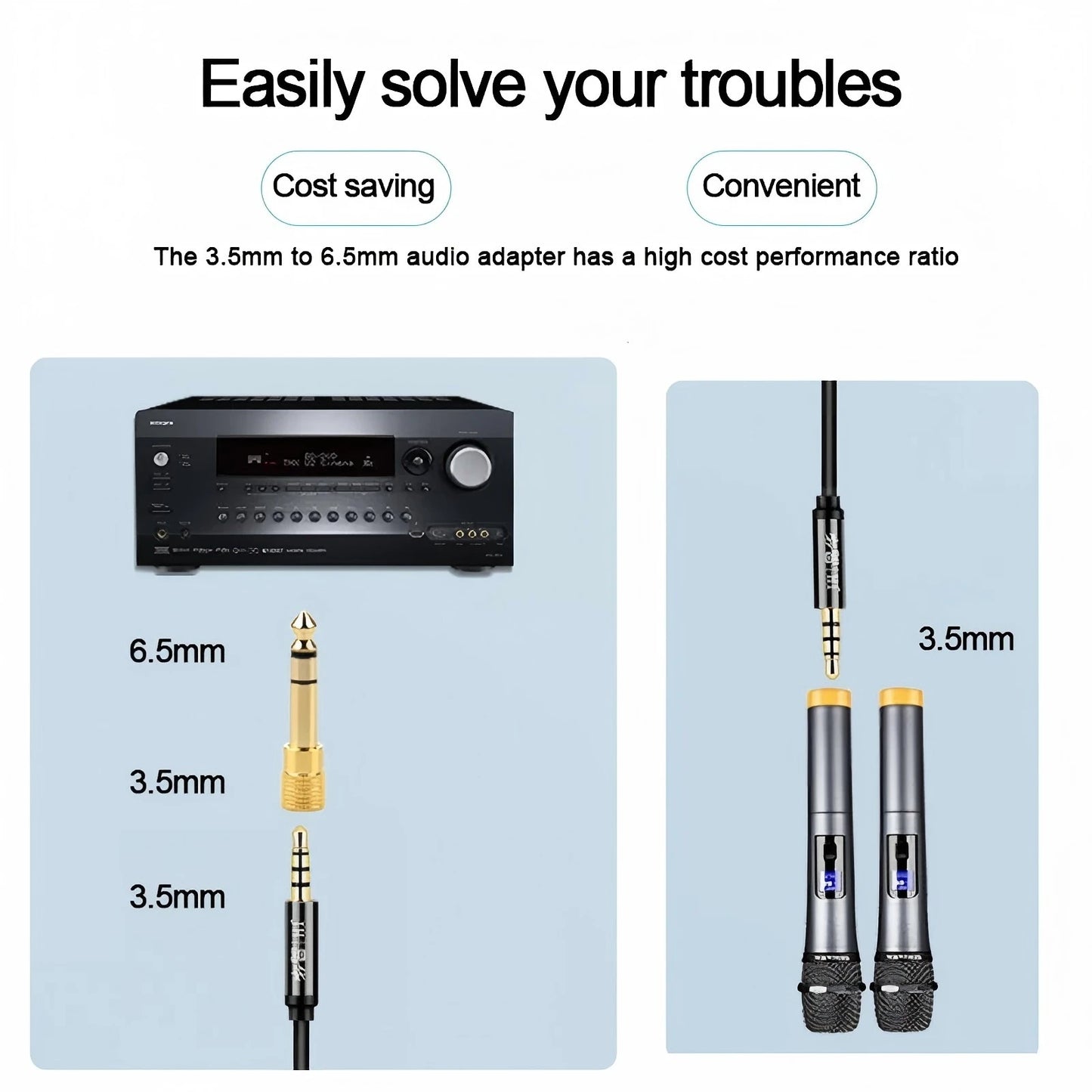 10/6PCS Jack 3.5 To 6.35 Audio Adapter 6.5mm To 3.5mm Converters Male Female Connector Headphone Plug 6.3mm Consumer Electronics