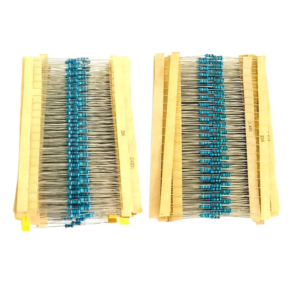 300/600pcs 1% Resistor Set Resistance 1/4W Metal Film Resistors Kit 10Ohm ~1M Ohm 30Values Electronic Components Kit