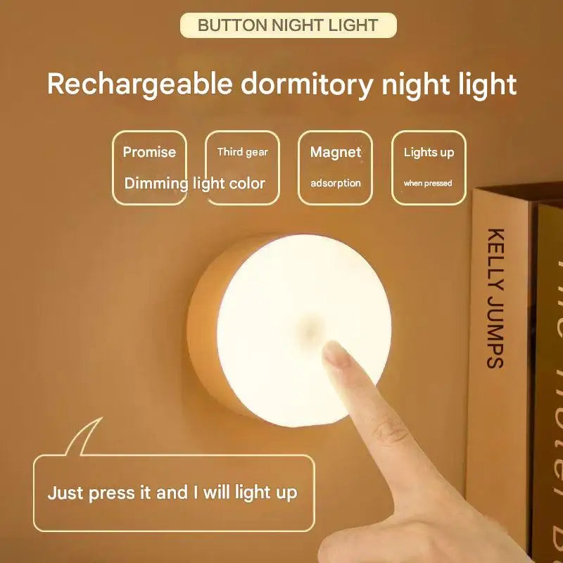 New dormitory night light bedside light learning desk lamp eye protection charging energy-saving button magnetic student light w