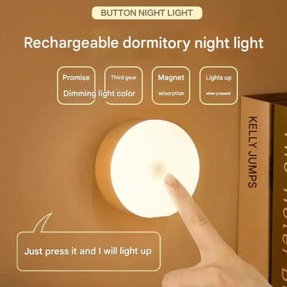 New dormitory night light bedside light learning desk lamp eye protection charging energy-saving button magnetic student light w