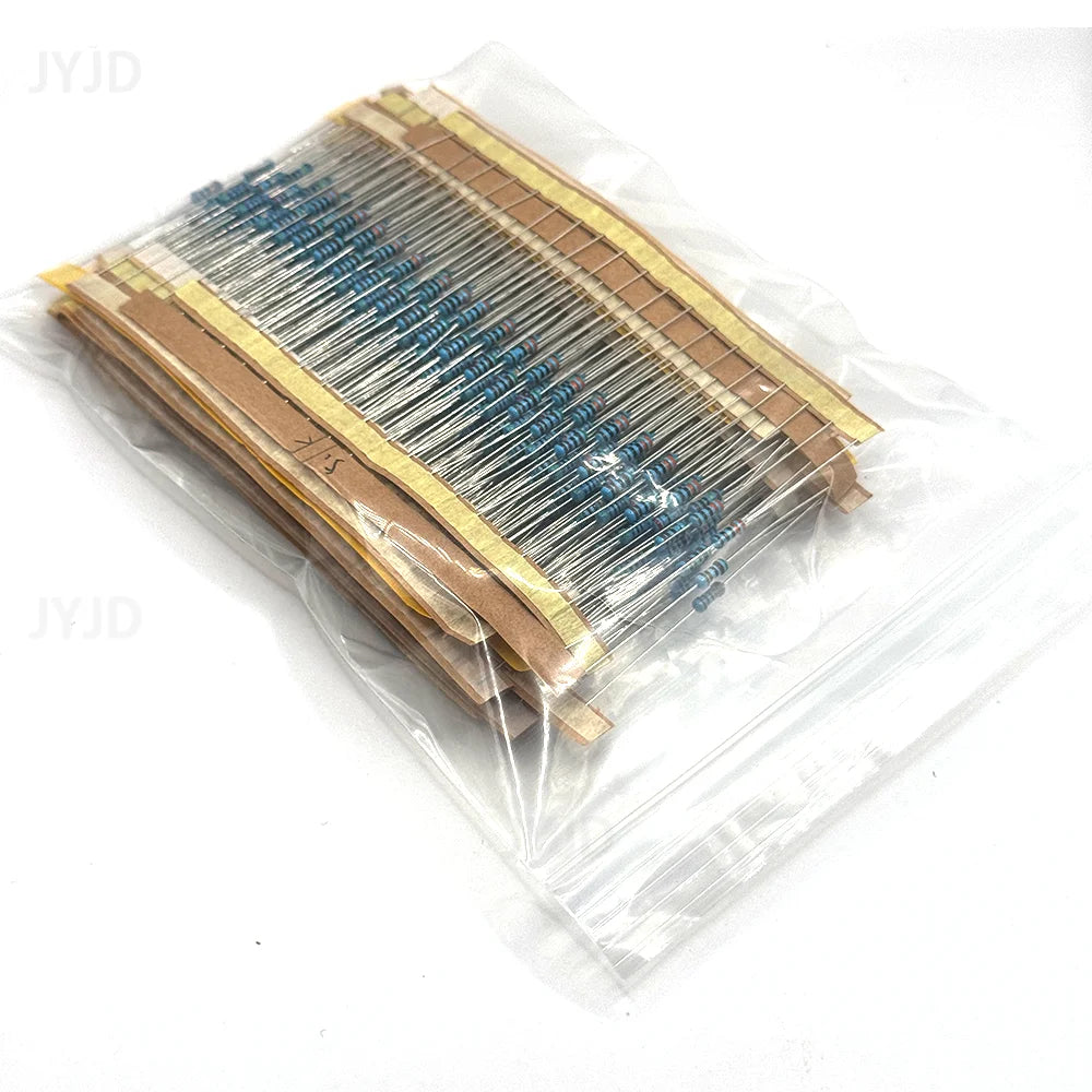 300/600pcs 30 Kinds 1/4W Resistance 1% Metal Film Resistor Pack Assorted Kit 1K 10K 100K 220ohm 1M Resistors