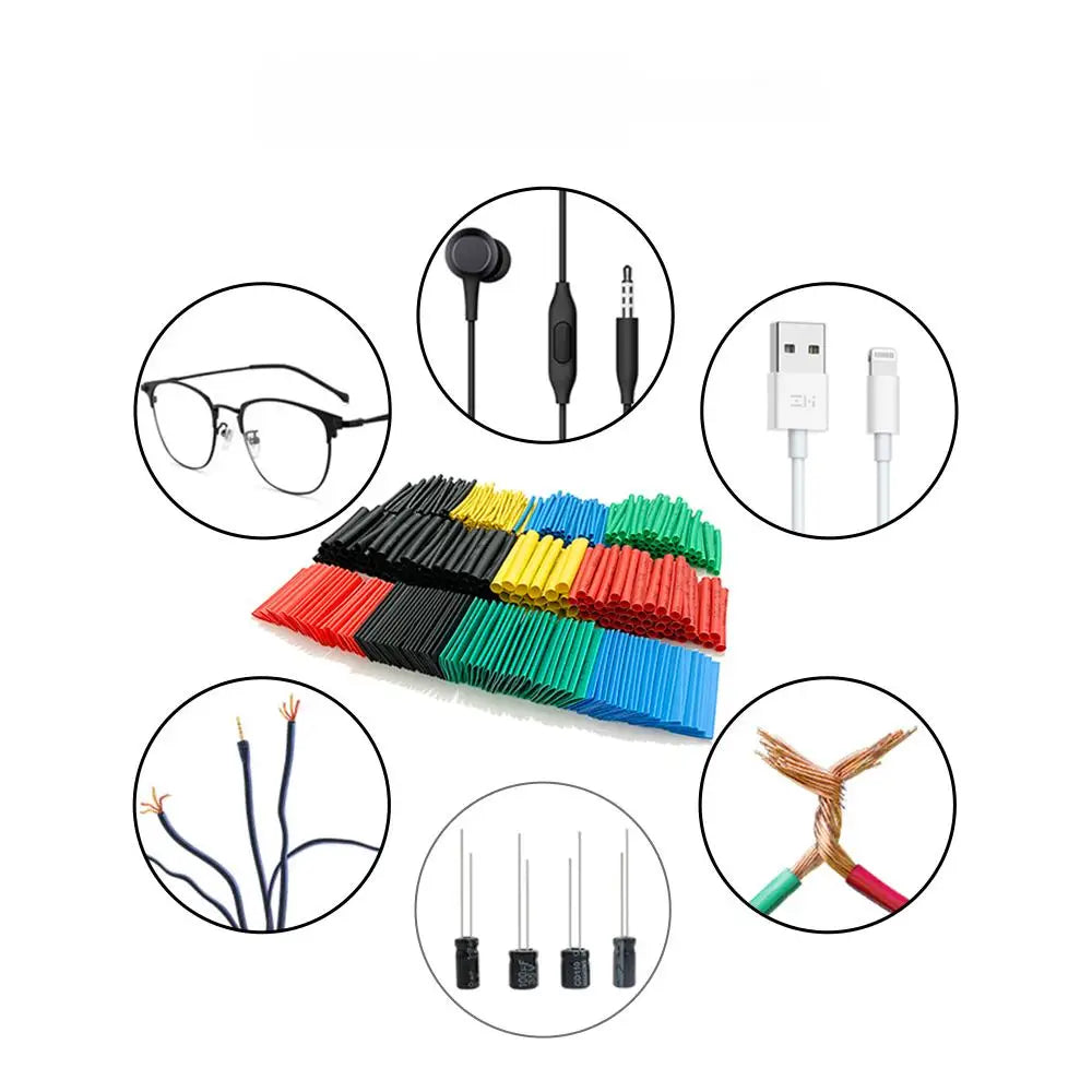 127PCS 2:1 Heat Shrink Tubing Assortment - Black & Red Polyolefin Tube for Car Cable, Wire Sleeving Wrap Kit