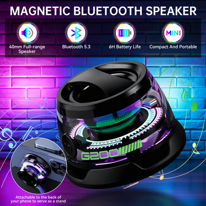 INEYES G200 Portable Bluetooth Speaker HECATE RGB Lighting Magnetic Speaker BT5.3 Mini Sound Box 7 Hours Playback Phone Holder