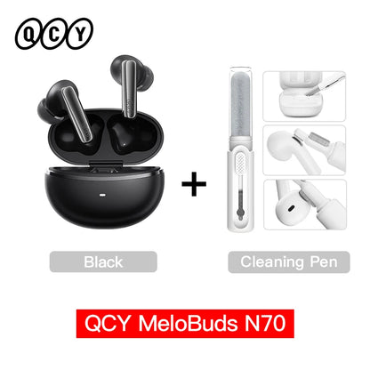QCY MeloBuds N70 Adaptive ANC Wireless Earbuds Bluetooth 6.0 LDAC Hi-Res Audio 6 Mics Wireless Charging Earphones 50Hrs IPX5
