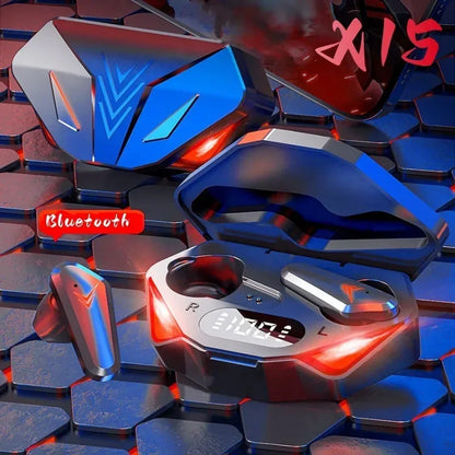 X15 TWS Gaming Earbuds Wireless Bluetooth 5.0 Earphones with Mic Bass Boosted 9D Stereo Sound Positioning HiFi Music Headset