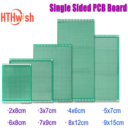 5pcs/lot Universal Circuit Board Single Sided PCB 2x8cm 3x7cm 4x6cm 5x7cm 6x8cm 7x9cm 8x12cm 9x15cm Prototype Board for Arduino