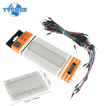 MB-102 Breadboard 400 830 Points Solderless PCB Bread Board Jumper Wire Cable Prototype Board DIY for Arduino Kit