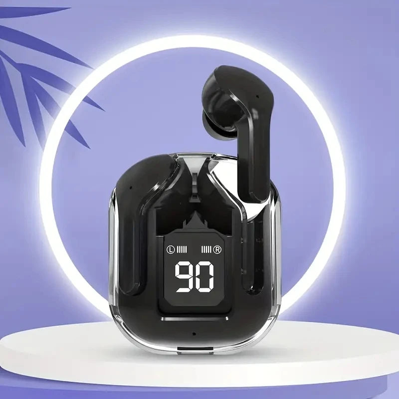 TWSHK3 Wireless Bluetooth Earphone Noise Canceling HiFi Stereo Sport Headphones with Digital Display Transparent Charging Case