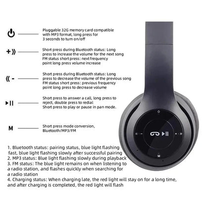 P47 Wireless bluetooth headphone With Mic Headsets Stereo Sound Earphones Sports Gaming Headphones Supports PC Smartphone
