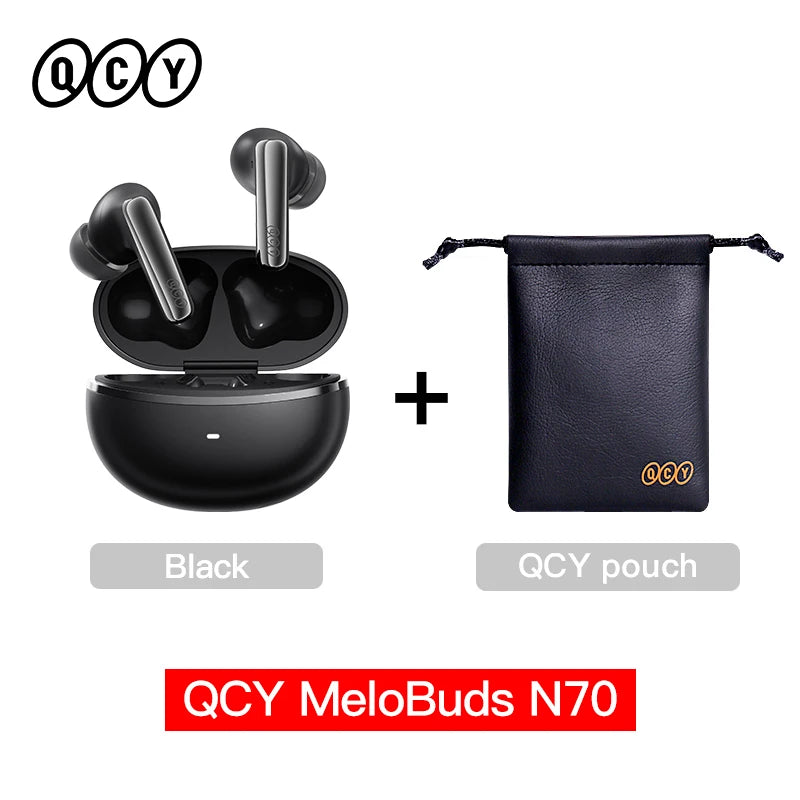 QCY MeloBuds N70 Adaptive ANC Wireless Earbuds Bluetooth 6.0 LDAC Hi-Res Audio 6 Mics Wireless Charging Earphones 50Hrs IPX5