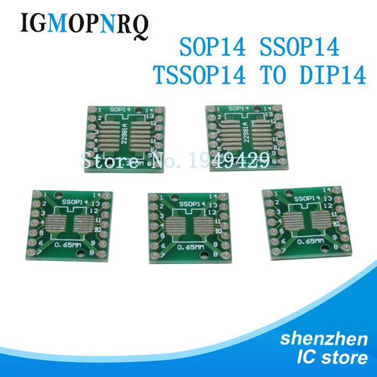 10PCS TSSOP14 SSOP14 SOP14 SMD to DIP14 IC Adapter Converter Socket Board Module Adapters Plate 0.65mm 1.27mm Integrated