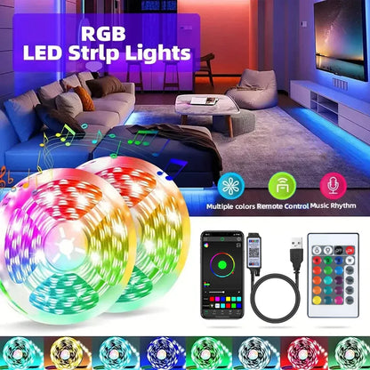 DC5V RGB LED Strip Light 1/2/3/4/5/10M USB 24key Bluetooth Remote Control Flexible Lamp Tape For TV Background Home Decor