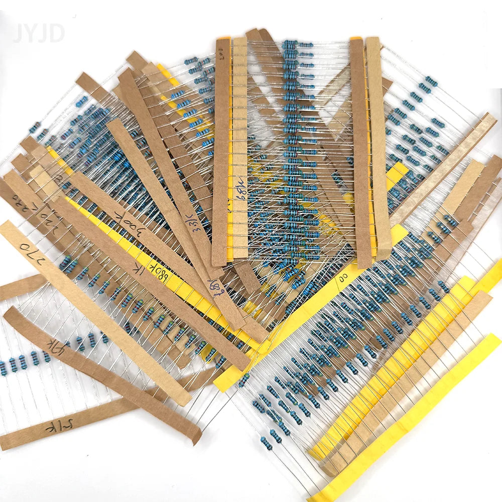 300/600pcs 30 Kinds 1/4W Resistance 1% Metal Film Resistor Pack Assorted Kit 1K 10K 100K 220ohm 1M Resistors