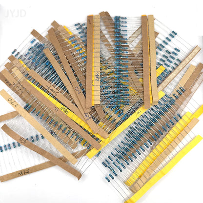 300/600pcs 30 Kinds 1/4W Resistance 1% Metal Film Resistor Pack Assorted Kit 1K 10K 100K 220ohm 1M Resistors