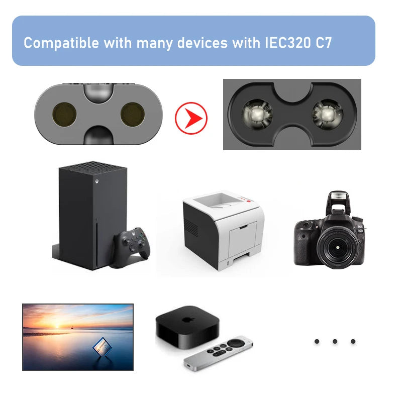 EU Power Cord European Power Cord EU Non-Polarized IEC-320-C7 to CEE 7/16 AC Power cable for DJI Mavic Air 2/2S PS4 PS5 Xbox TV