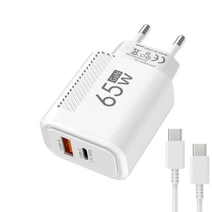 65W GaN USB Charger PD QC3.0 EU/US Plug Wall Charger Adapter For iPhone Samsung Xiaomi Phone Type C Fast Charging Power Adapter