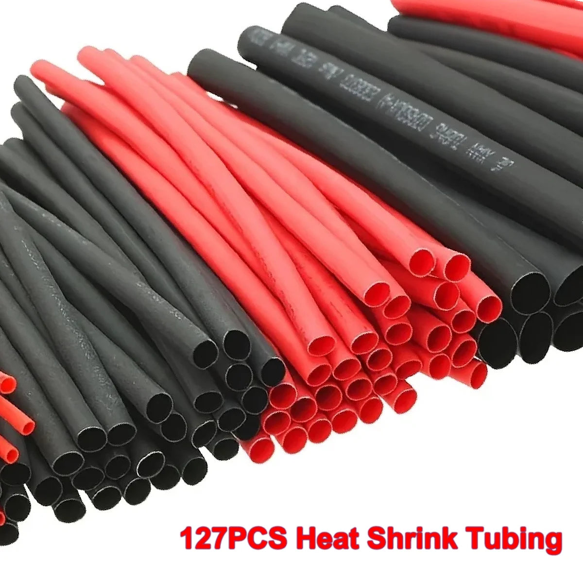 127PCS Black Red Heat Shrink Tubing 2:1 Assortment Polyolefin Tube Car Cable Sleeving Wrap Wire Kit