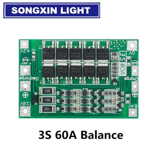 2S 3S 4S 20A 40A 60A Li-ion Lithium Battery Charger Protection Board 18650 BMS Drill Motor 11.1V 12V/14V 16.8V Enhance/Balance