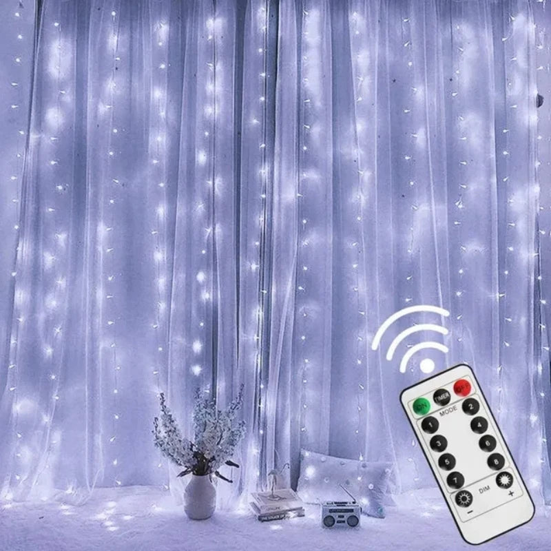 Christmas Lights LED Fairy String Curtain Lights 8 Mode Remote USB Festoon Christmas Decor For Home Holiday New Year Lamp