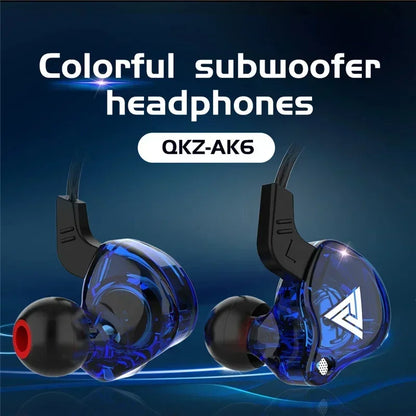 VIKEFON QKZ AK6 In Ear Earphone 6 Dynamic Driver Unit Headphone With Mic Stereo Sports HIFI Subwoofer Headset Monitor Earbuds