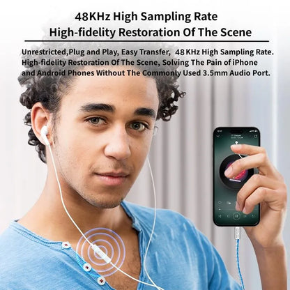 VAOLRO AB136D USB Type-C to 3.5mm Headphone Amplifier 16Bit/48KHz HiFi Audio Decoder Cable IEM AMP Mobile Phone Adapter DAC Chip