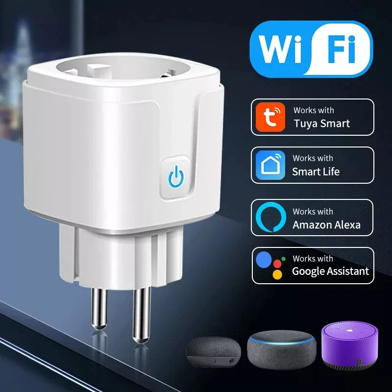 Tuya WiFi Smart Plug EU 16/20A Socket with Power Monitoring Voice&APP Control Timer Switch for Alexa Google Assistant Smart Life